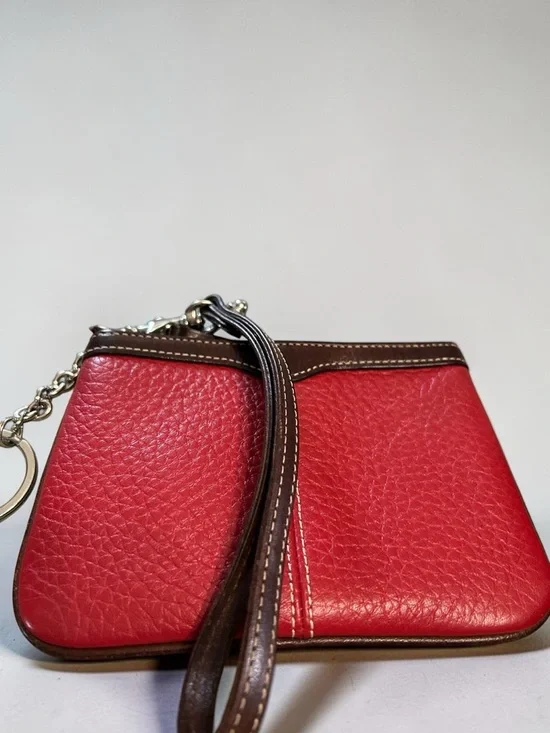Dooney & Bourke Red Leather Wristlet Key & Card Holder - Picture 5 of 5
